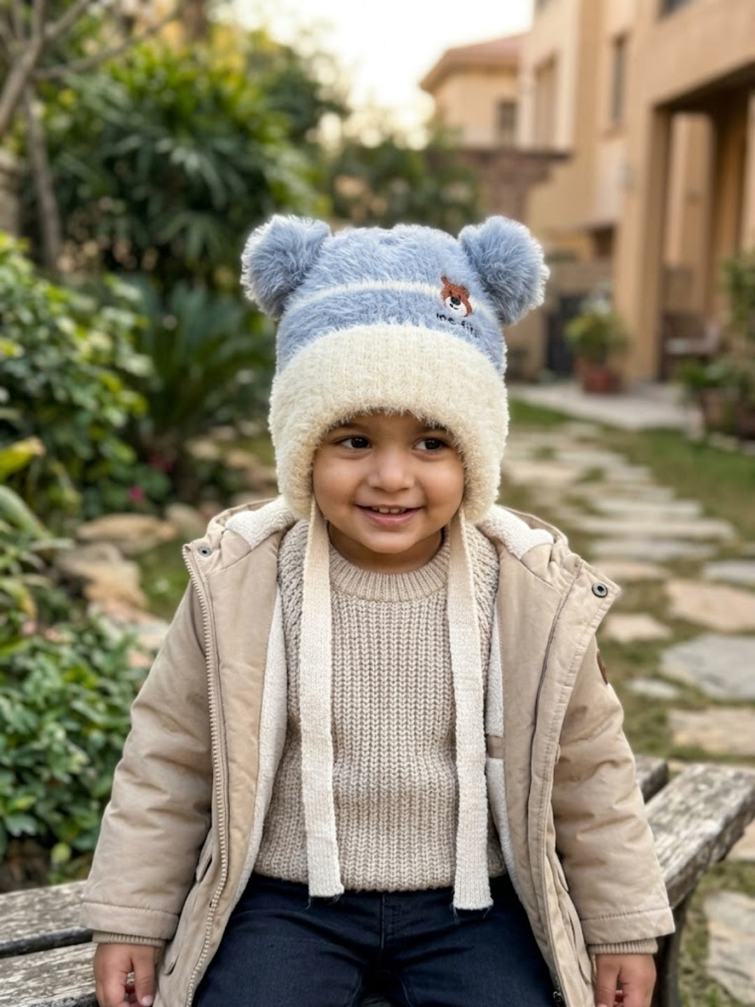 Cdeck Kids Woolen Winter Cap for Boys & Girls | Warm & Comfortable Winter Wear | 2–4 Years | Blue