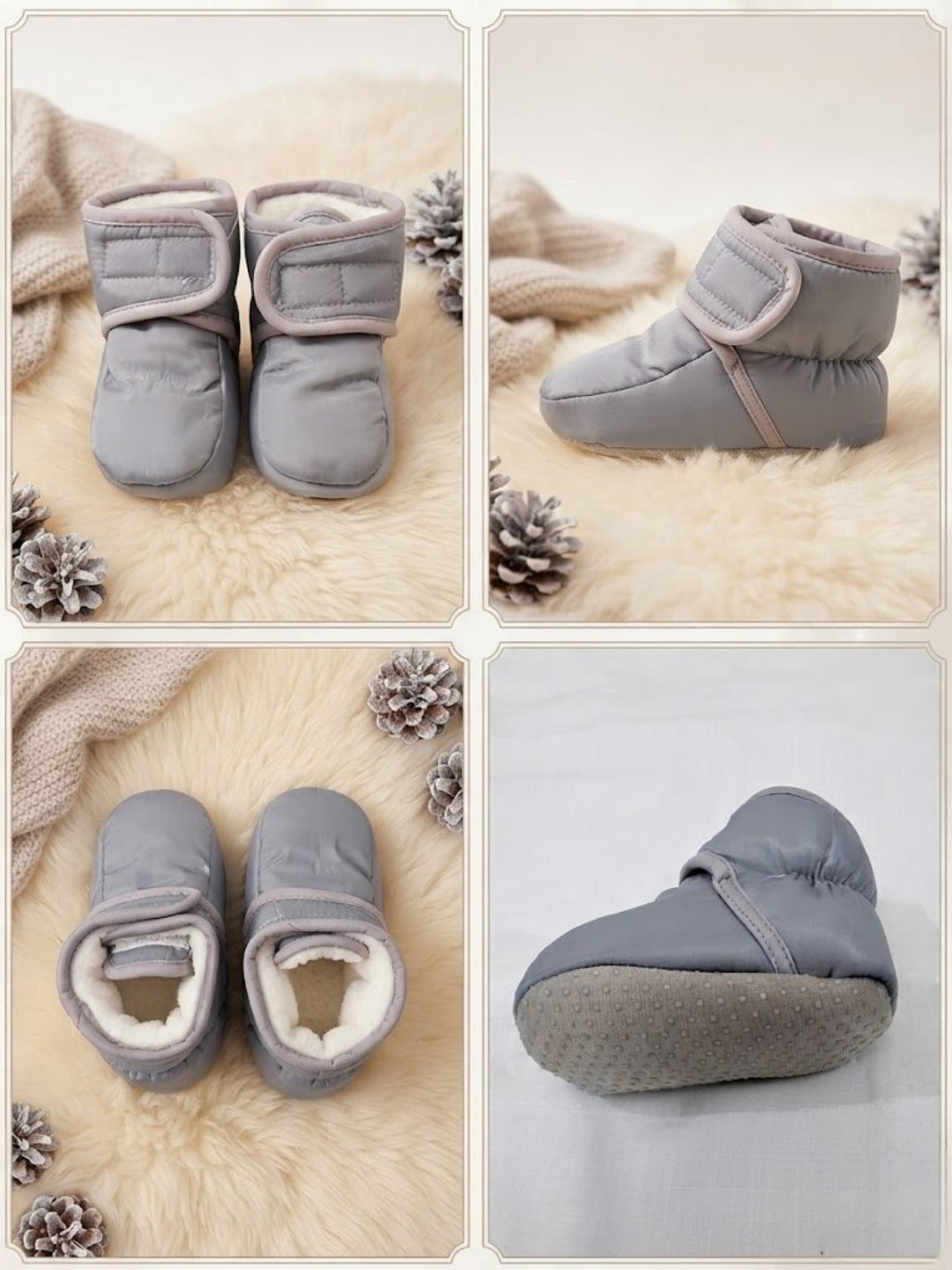 Cdeck Baby Woolen Winter Booties for Boys & Girls, Soft Warm Fleece Booties with Adjustable Strap, 3-9 Months