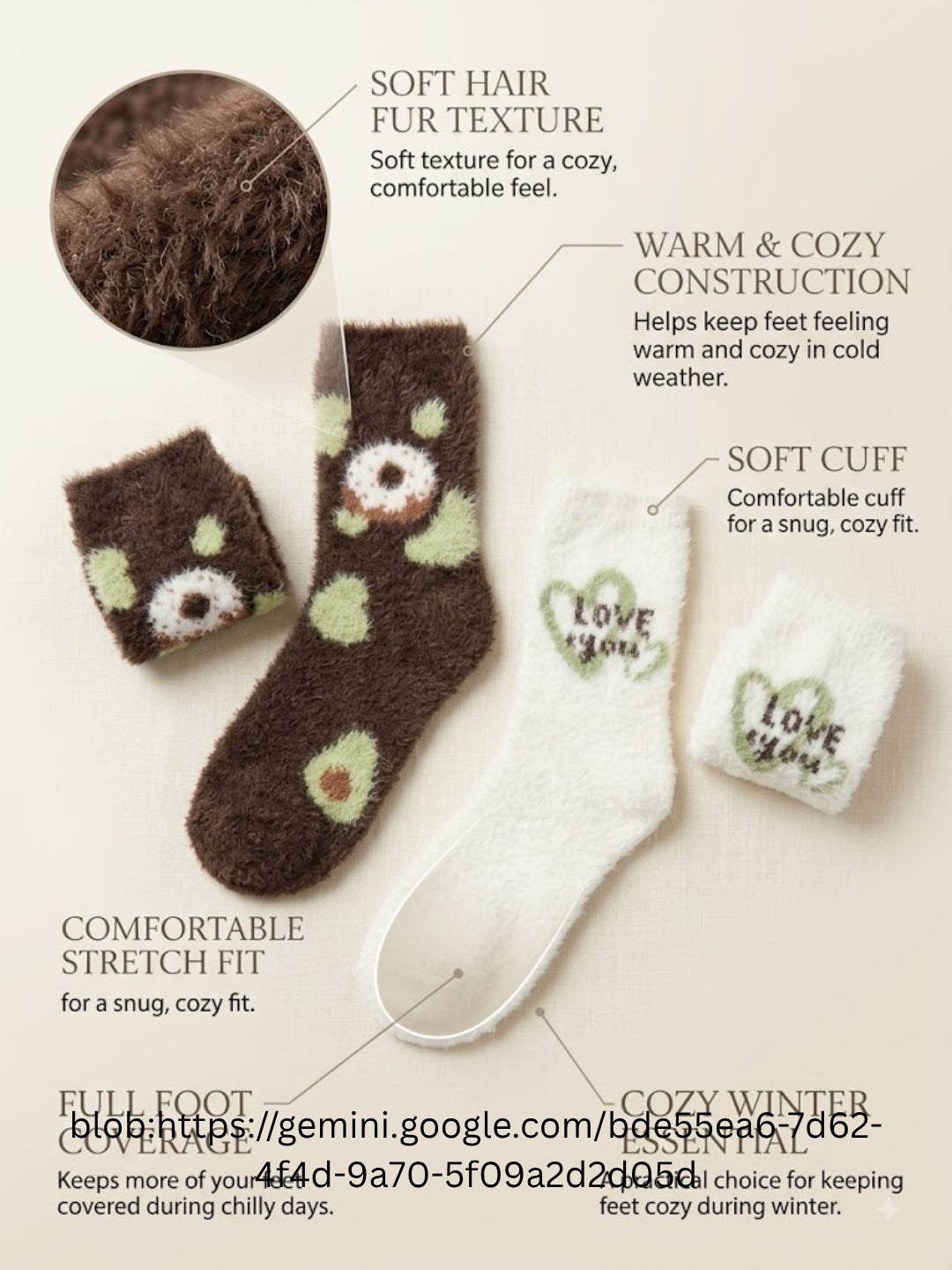 Cdeck Women’s Soft & Warm Fuzzy Winter Socks with Cozy Fluffy Fabric | Free Size | Brown & Cream