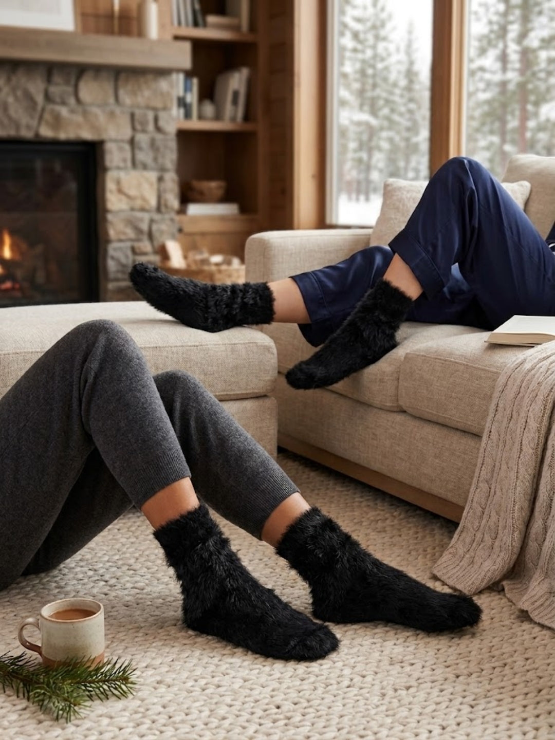 Cdeck Women’s Soft & Warm Fuzzy Socks | Cozy Thick Plush Winter Socks for Women | Black