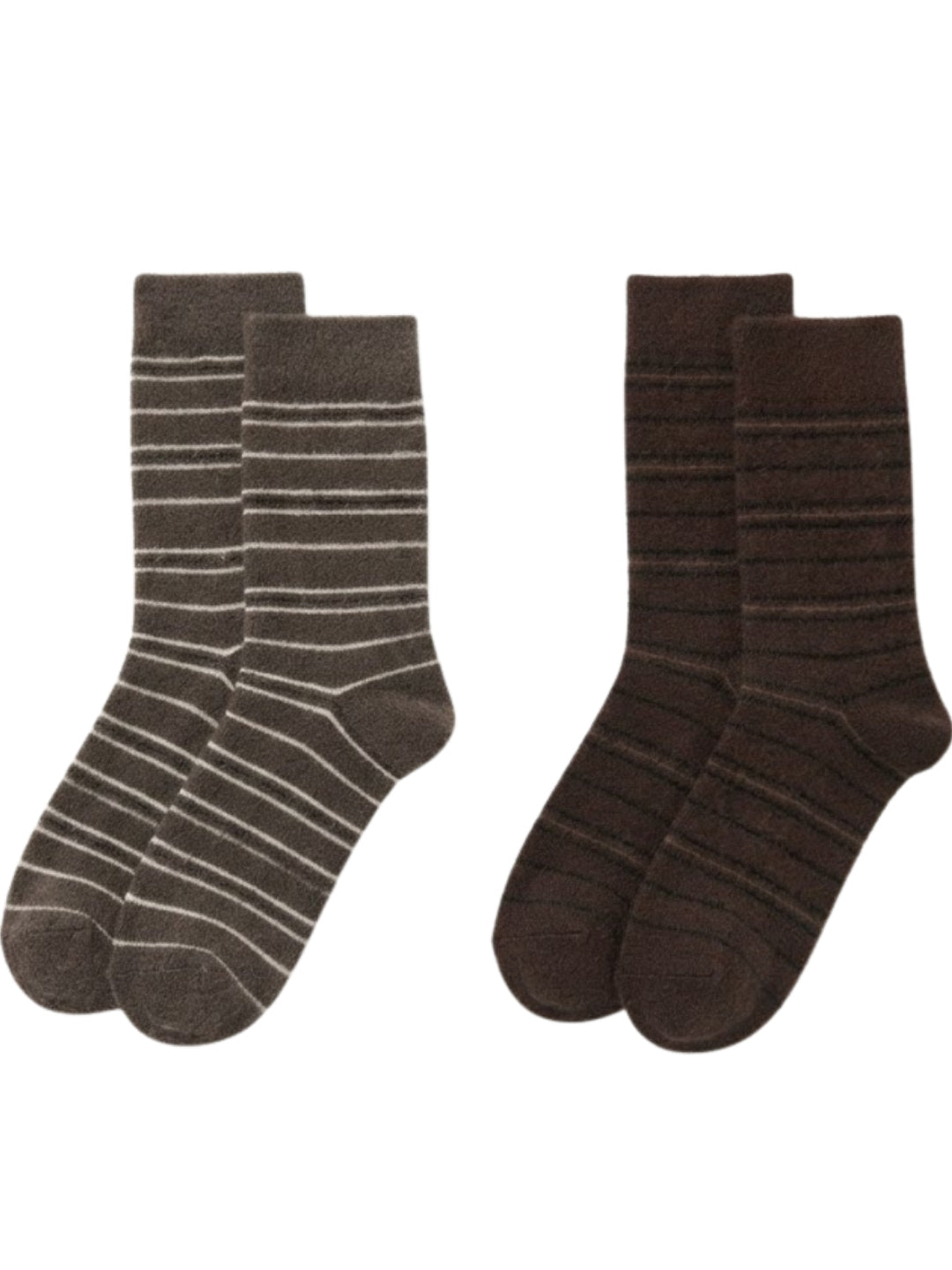 Cdeck Men’s Hair Wool Winter Socks Combo | 4 Pairs | Soft, Warm & Comfortable | Brown & Grey Striped