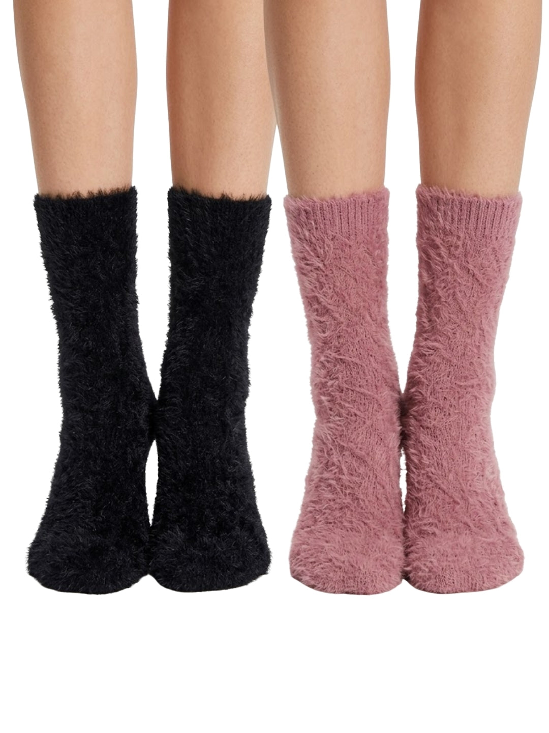 Cdeck Women’s Soft & Warm Woolen Fuzzy Socks | Cozy Thick Winter Socks for Women | Black & Pink Combo