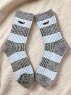 Cdeck Women’s Soft Wool Socks | Grey & Light Blue Striped Winter Socks | Soft Warm Cozy Socks | Everyday Wear