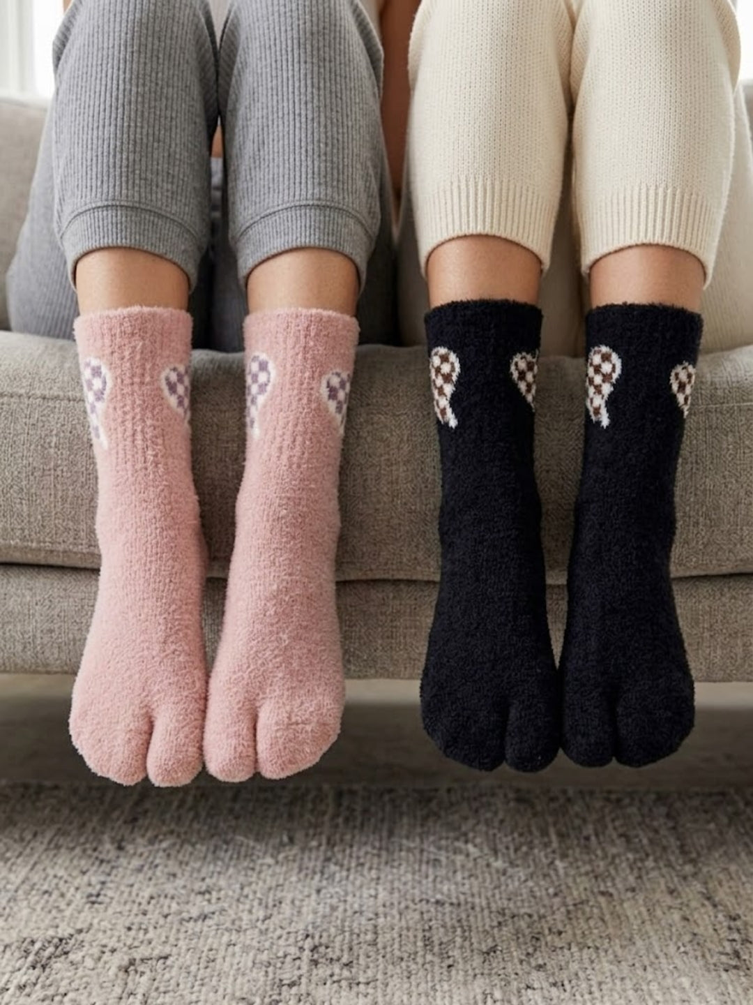 Cdeck Women’s Premium Fuzzy Socks – Cute Bunny Design | Warm Winter Socks | Free Size | Pink & Black Combo