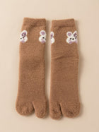 Cdeck Women’s Premium Fuzzy Split-Toe Socks – Cute Bunny Design, Warm Winter Socks | Free Size | Brown