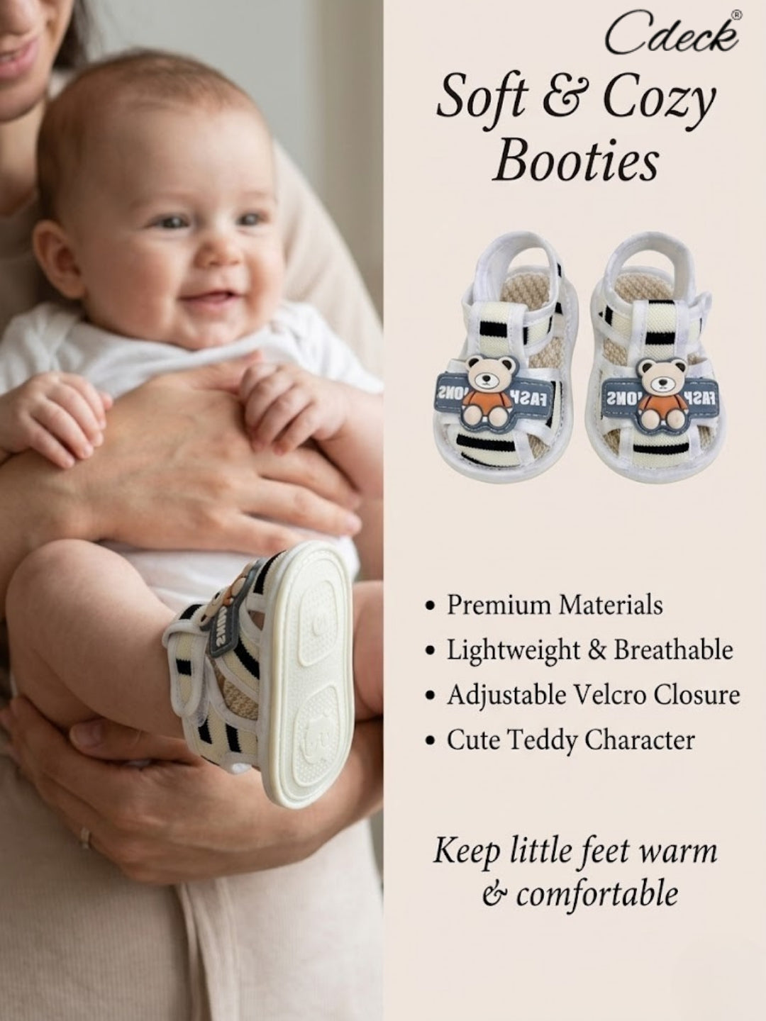 Cdeck Baby Summer Sandals | Lightweight & Comfortable Footwear for Kids | 3-18 months
