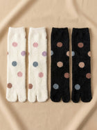 Cdeck Premium Warm Socks for Women | Soft Cozy Rabbit Hair Wool | Stylish Polka Dot Design | Black & Cream