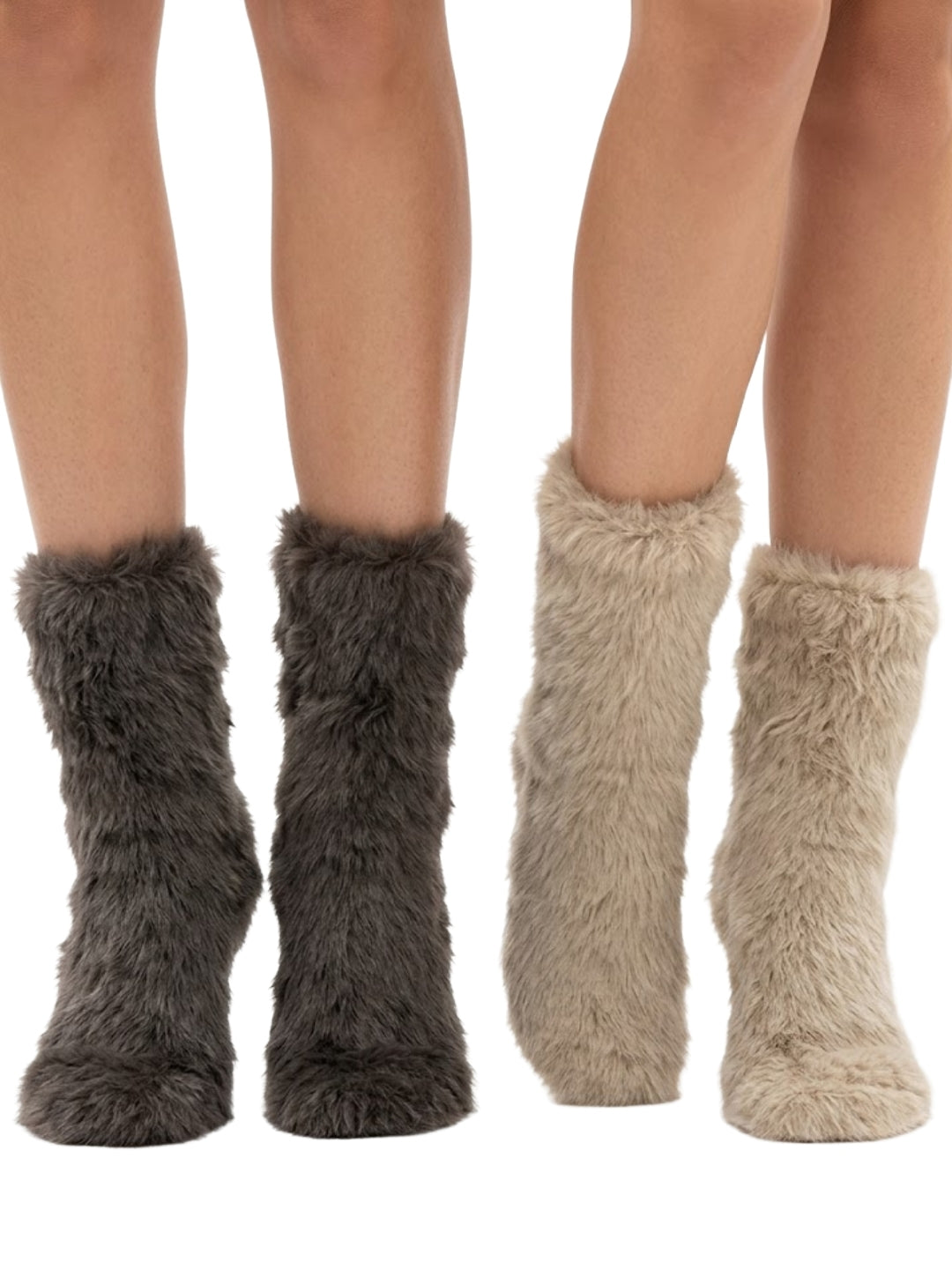 Cdeck Women’s Soft & Warm Fuzzy Socks Combo | Cozy Thick Winter Socks for Women | Grey & Beige