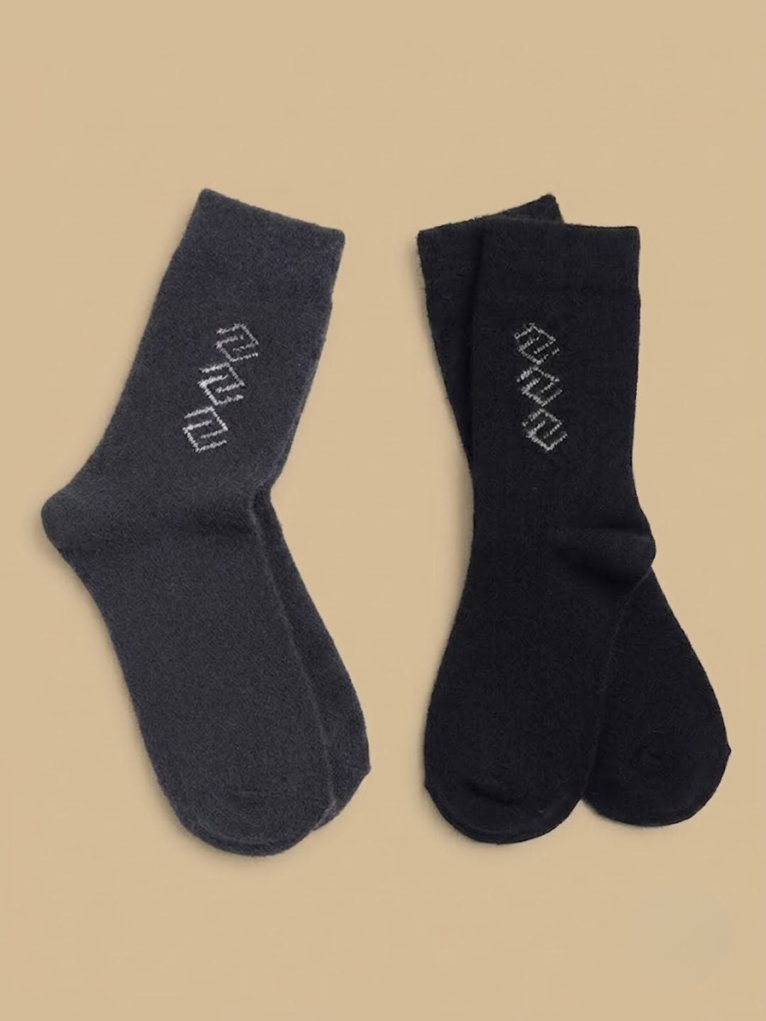 Cdeck Men’s Hair Wool Winter Socks | Soft, Warm & Comfortable | Black & Dark Grey Combo | Free Size