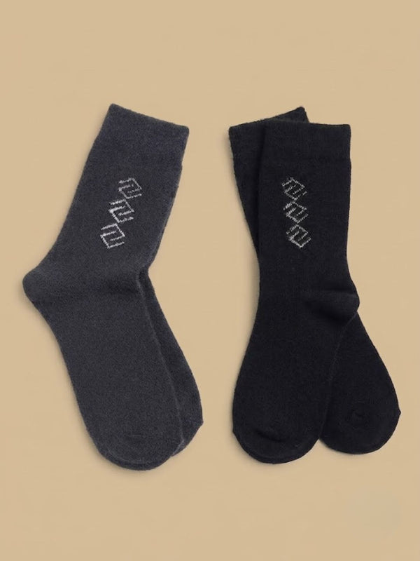 Cdeck Men’s Hair Wool Winter Socks | Soft, Warm & Comfortable | Black & Dark Grey Combo | Free Size