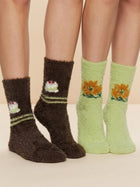 Cdeck Women’s Soft & Warm Fuzzy Winter Socks Combo | Free Size | Brown & Lime Green