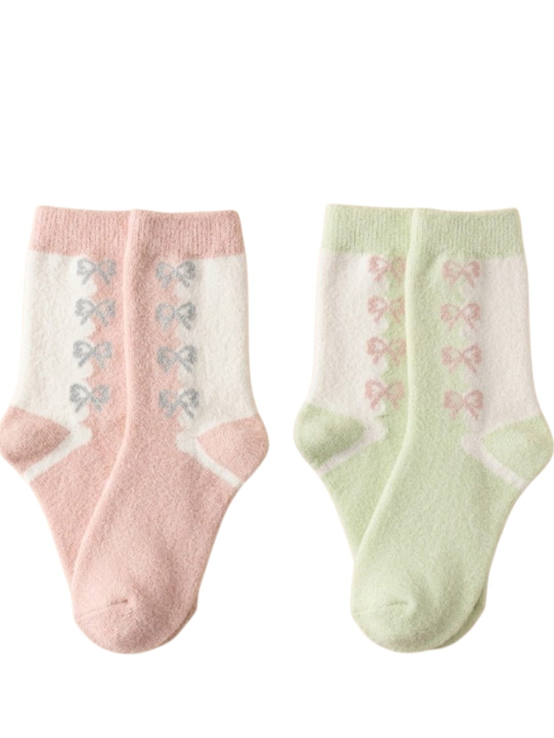 Cdeck Women Premium Hair Wool Socks Combo | Soft Warm Fuzzy Winter Socks | Pink & Light Green | Free Size