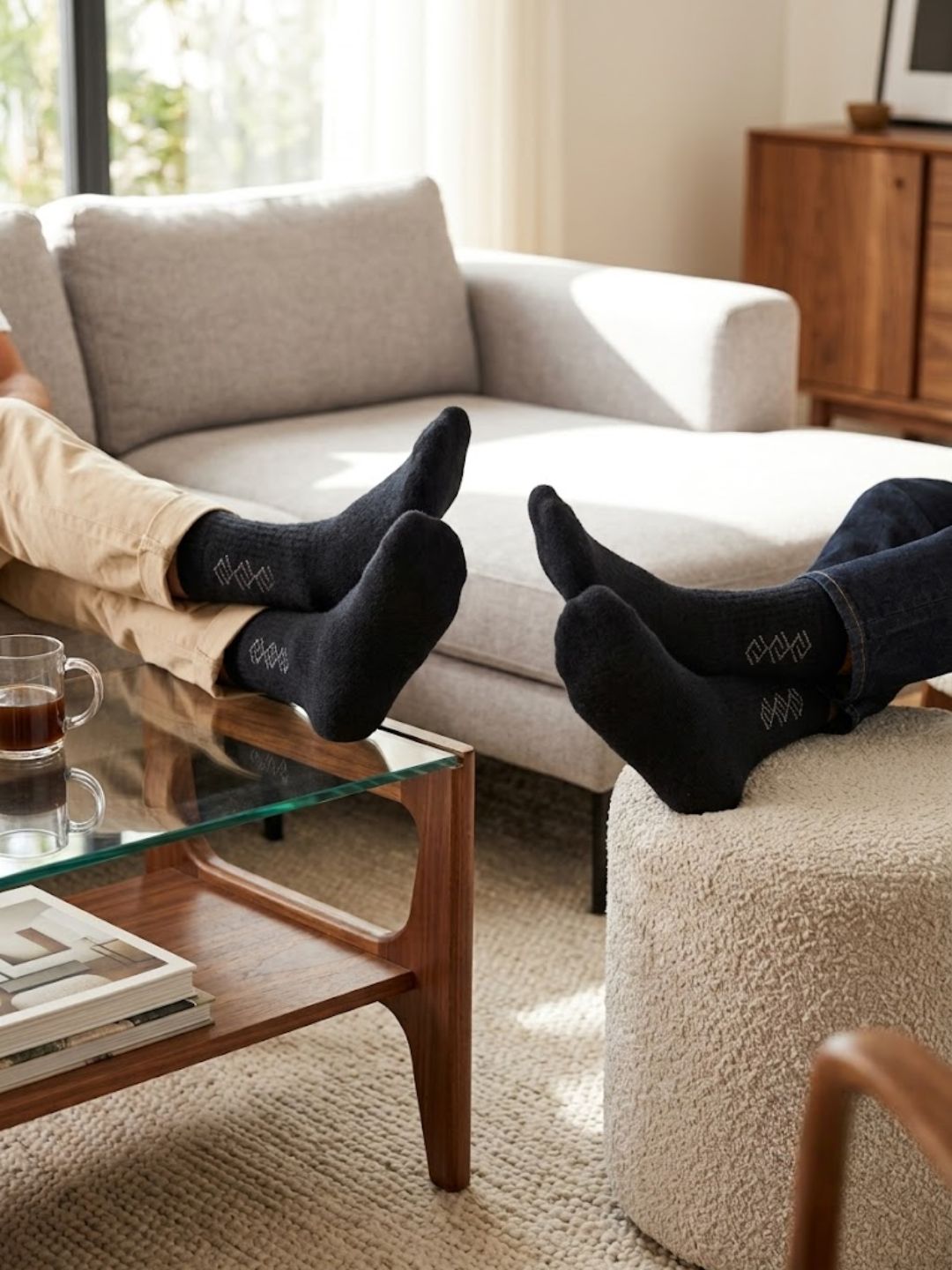 Cdeck Men’s Hair Wool Winter Socks | Soft, Warm & Comfortable | Black & Dark Grey Combo | Free Size