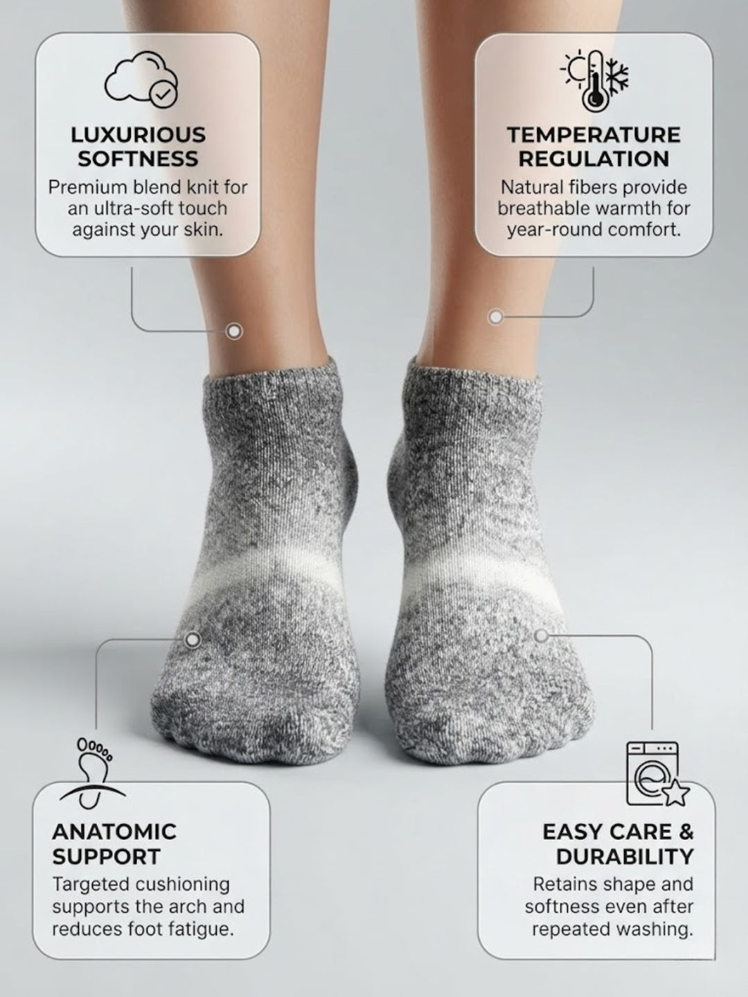 Cdeck Women’s Premium Rabbit Hair Wool Ankle Socks – Soft Warm Cozy Gradient Winter Socks