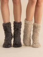 Cdeck Women’s Soft & Warm Fuzzy Socks Combo | Cozy Thick Winter Socks for Women | Grey & Beige