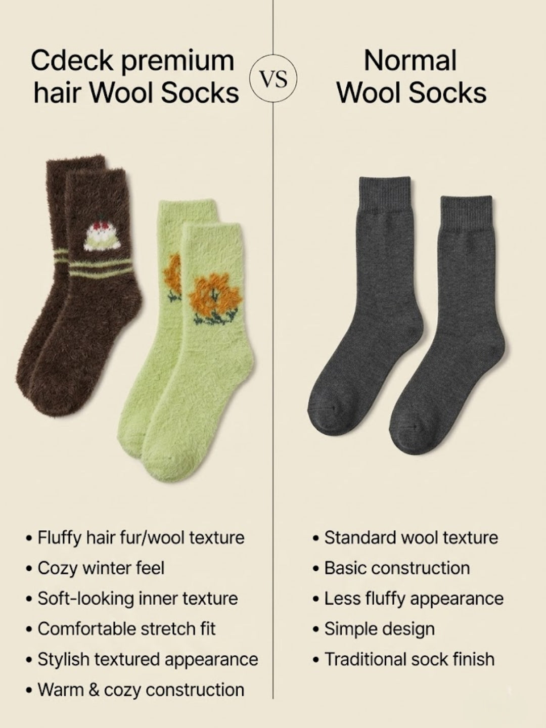 Cdeck Women’s Soft & Warm Fuzzy Winter Socks Combo | Free Size | Brown & Lime Green