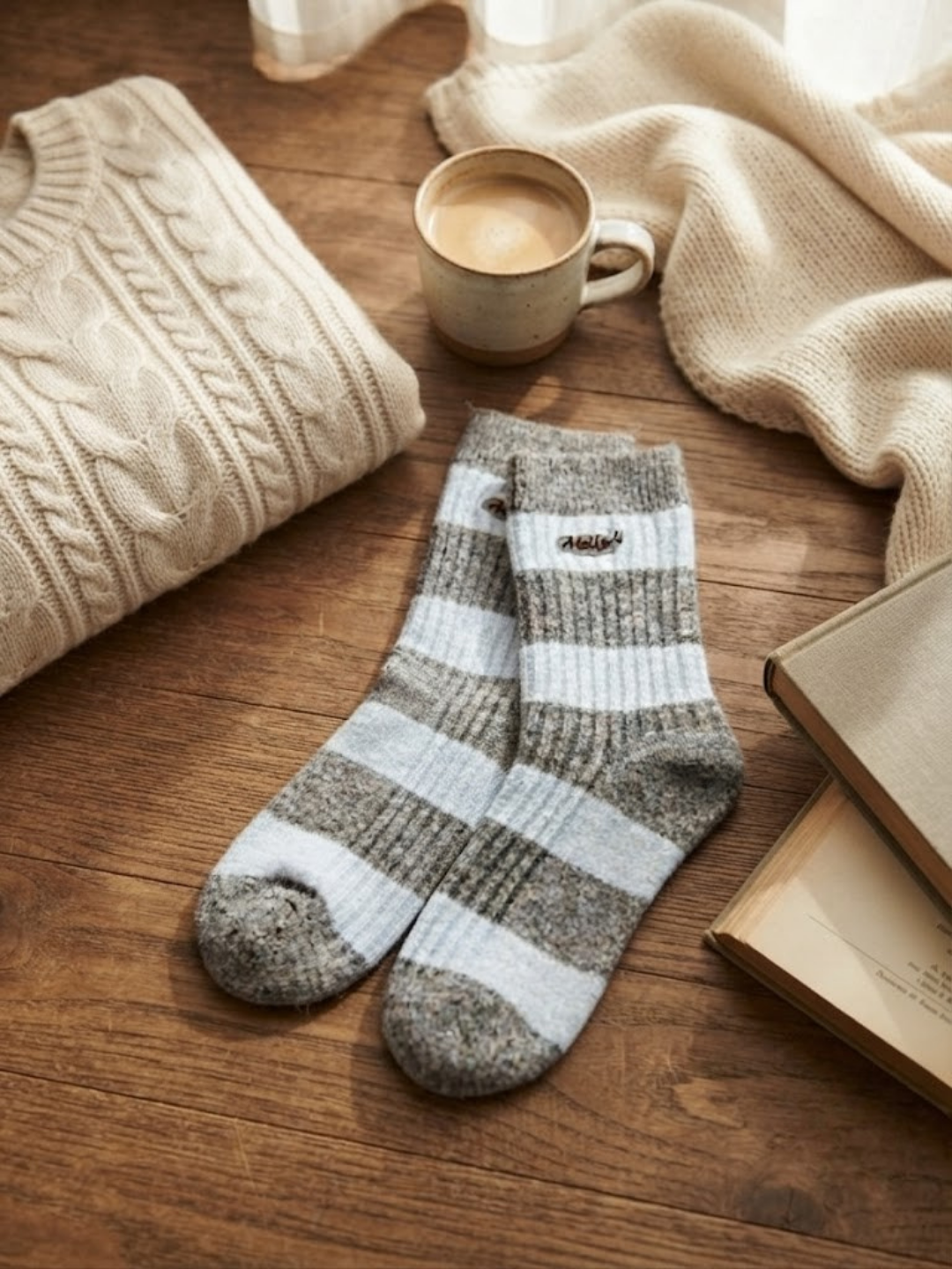 Cdeck Women’s Soft Wool Socks | Warm, Cozy & Stylish Striped Winter Socks