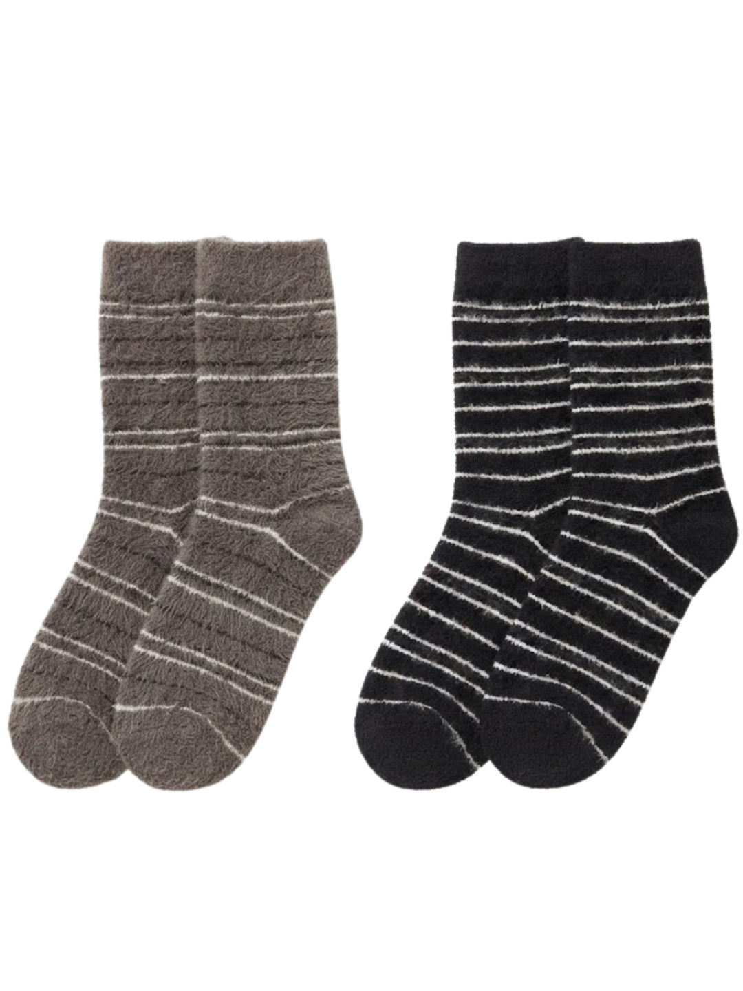 Cdeck Men’s Hair Wool Winter Socks Combo | 4 Pairs | Soft, Warm & Comfortable | Black & Grey Striped