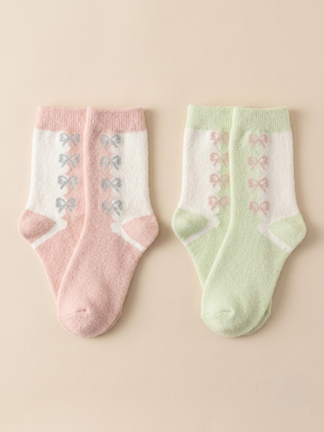 Cdeck Women Premium Hair Wool Socks Combo | Soft Warm Fuzzy Winter Socks | Pink & Light Green | Free Size