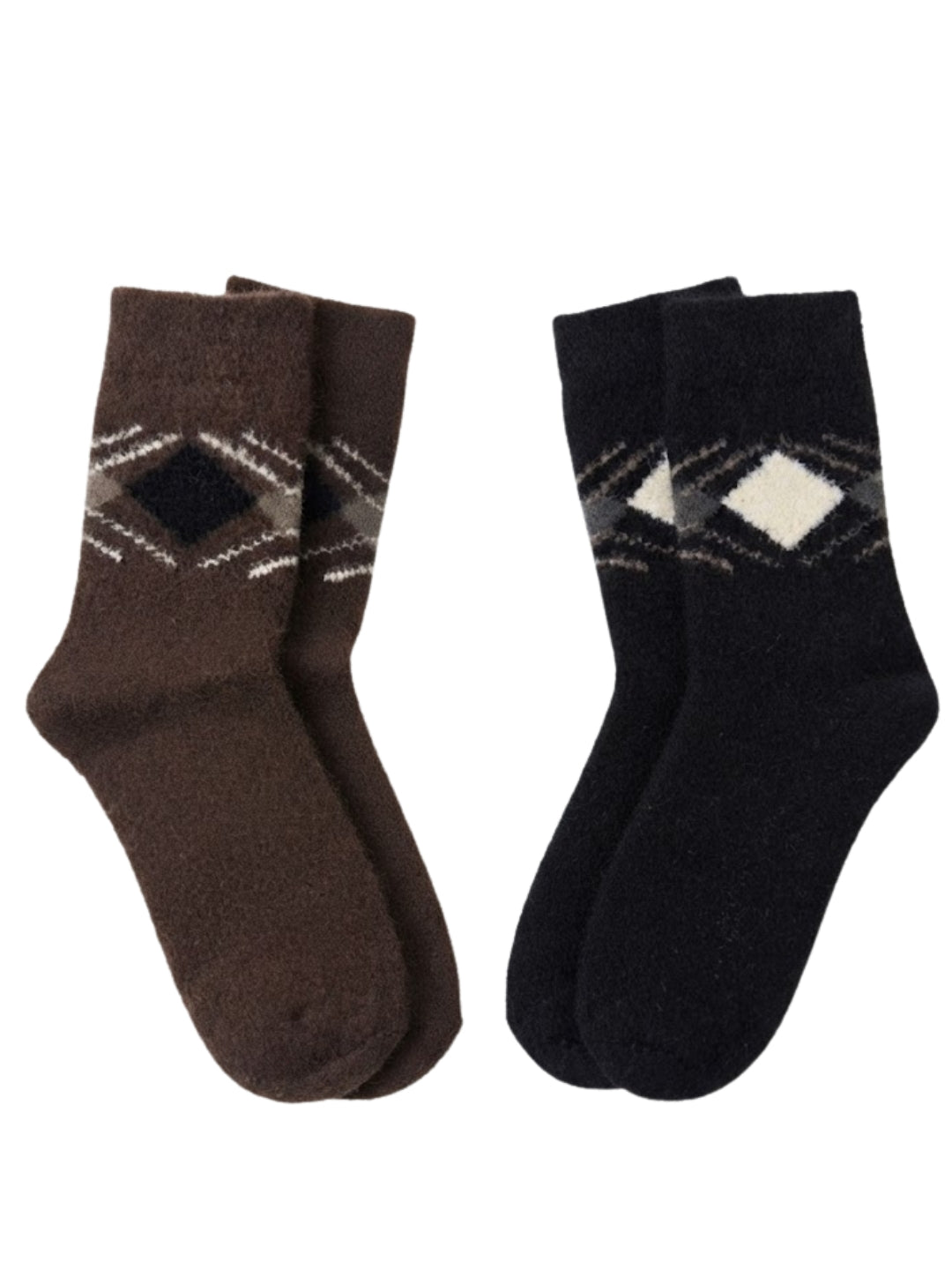 Cdeck Men’s Premium Hair Wool Winter Socks Combo | 2 Pairs | Soft, Fuzzy, Warm & Comfortable | Brown & Black| Free Size