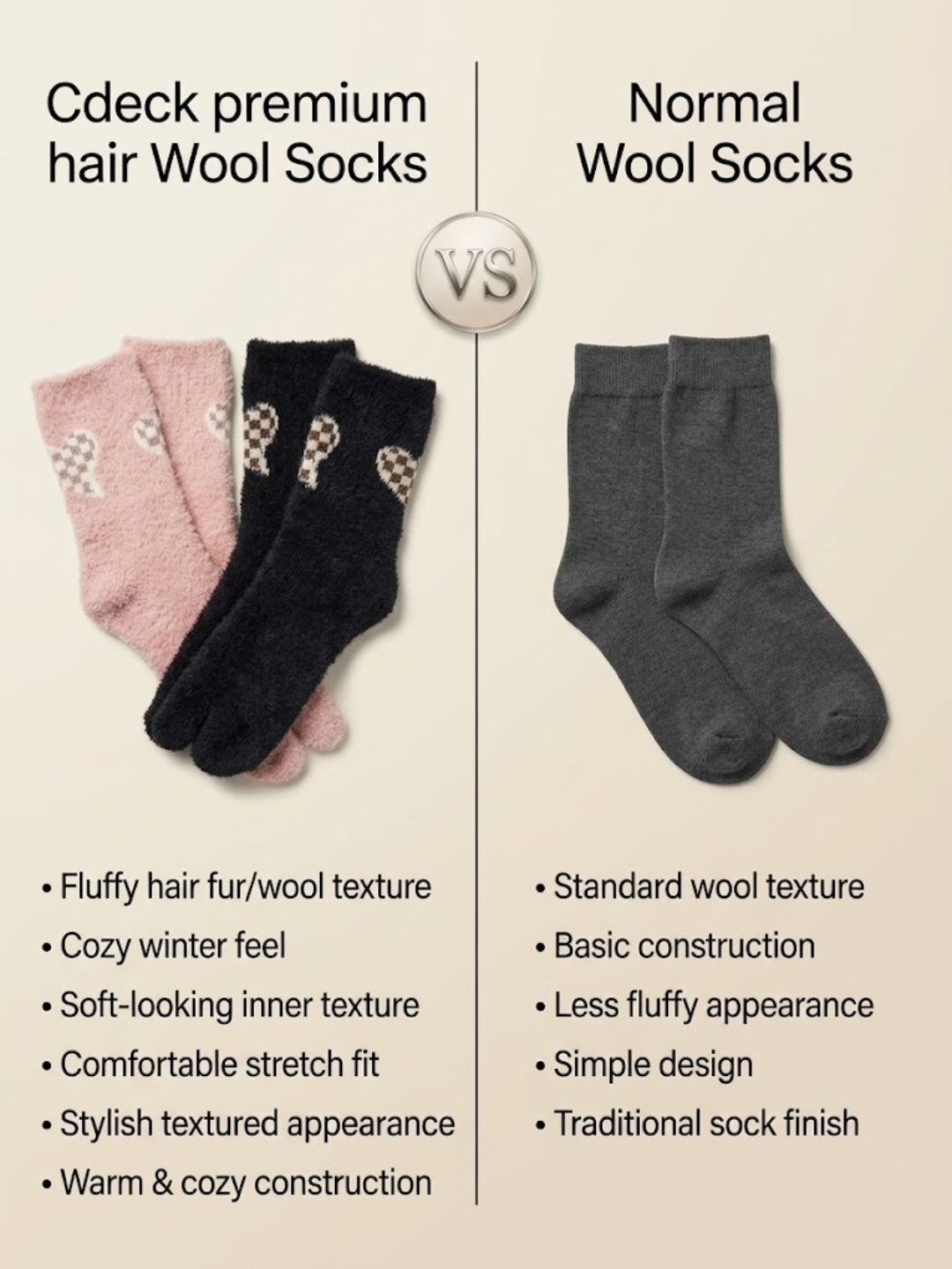 Cdeck Women’s Premium Fuzzy Socks – Cute Bunny Design | Warm Winter Socks | Free Size | Pink & Black Combo