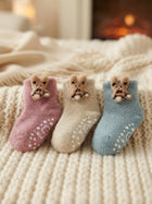 Cdeck Kids Winter Woolen Socks | Soft Fuzzy Rabbit Hair Wool Socks with Anti-Skid Sole | 0–4 Years | Pack of 3 | Multicolor