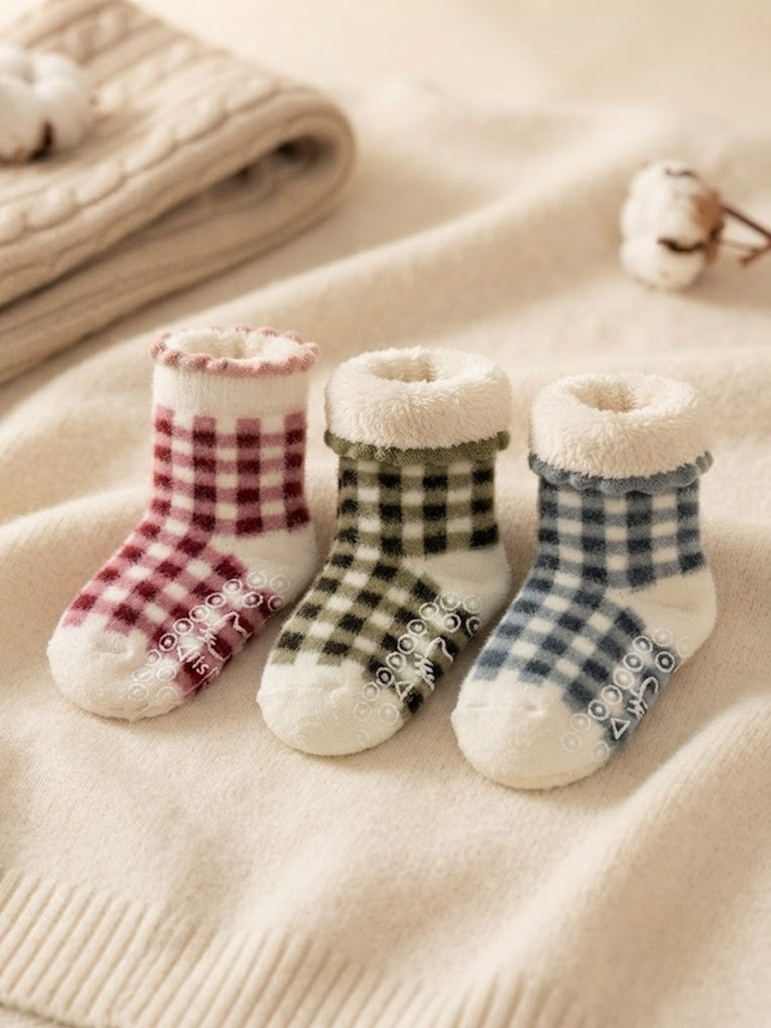 Cdeck Kids Soft Winter Socks | Rabbit Hair Wool Warm Stretchable Socks for Boys & Girls | 0–4 Years | Pack of 3 | Multicolor