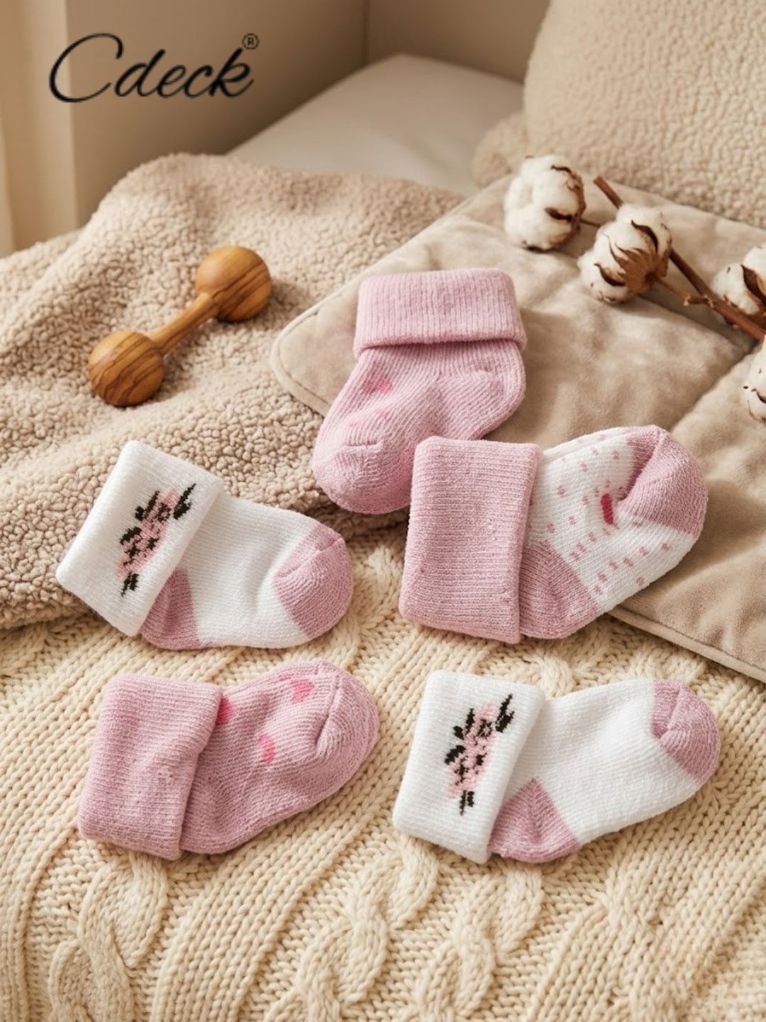 Cdeck Baby Kids Towel Cotton Socks | Soft, Comfortable & Absorbent | 0–12 Months