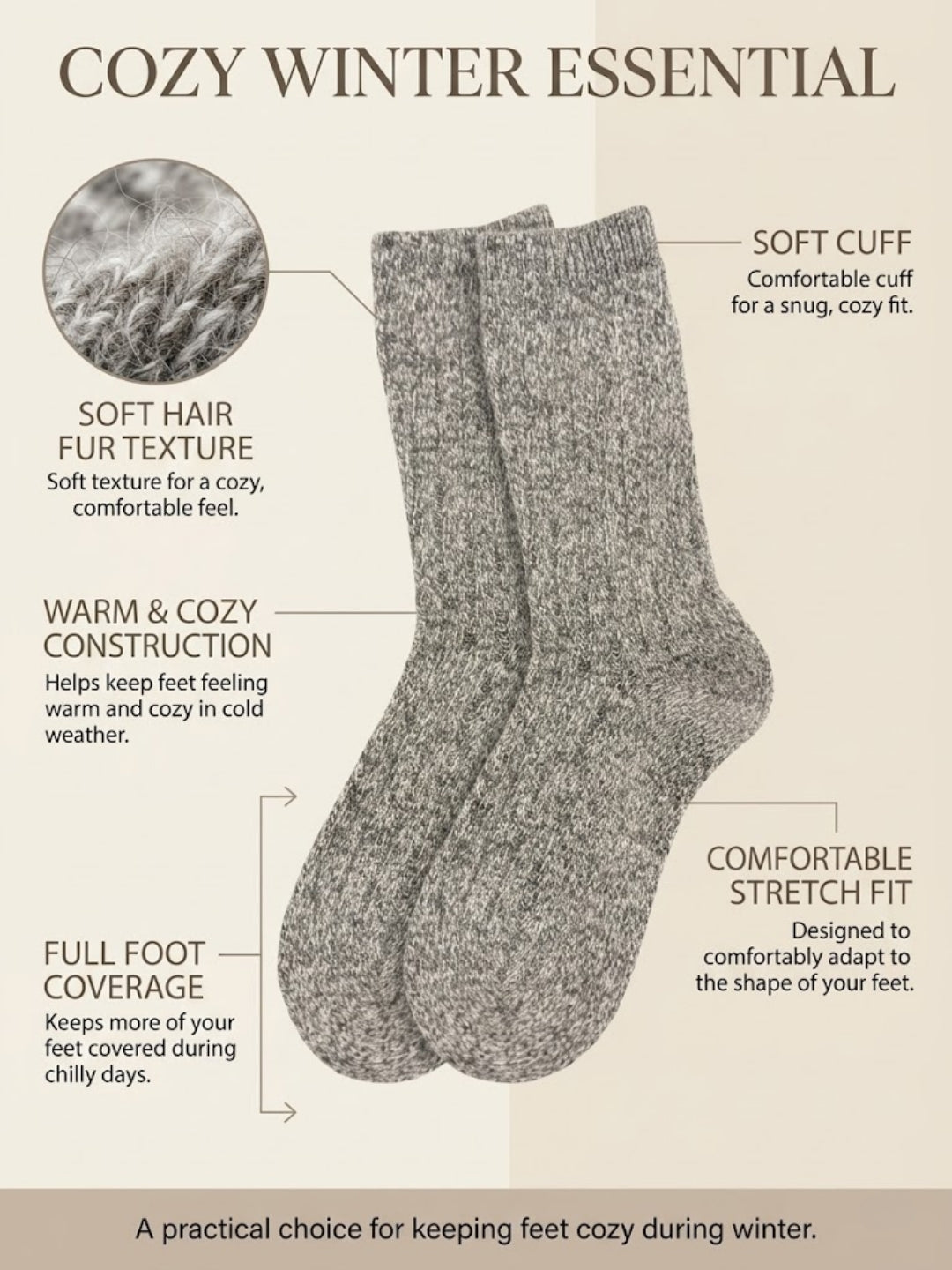 Cdeck Women’s Premium Fuzzy Socks – Soft Warm Winter Socks | Free Size | Grey