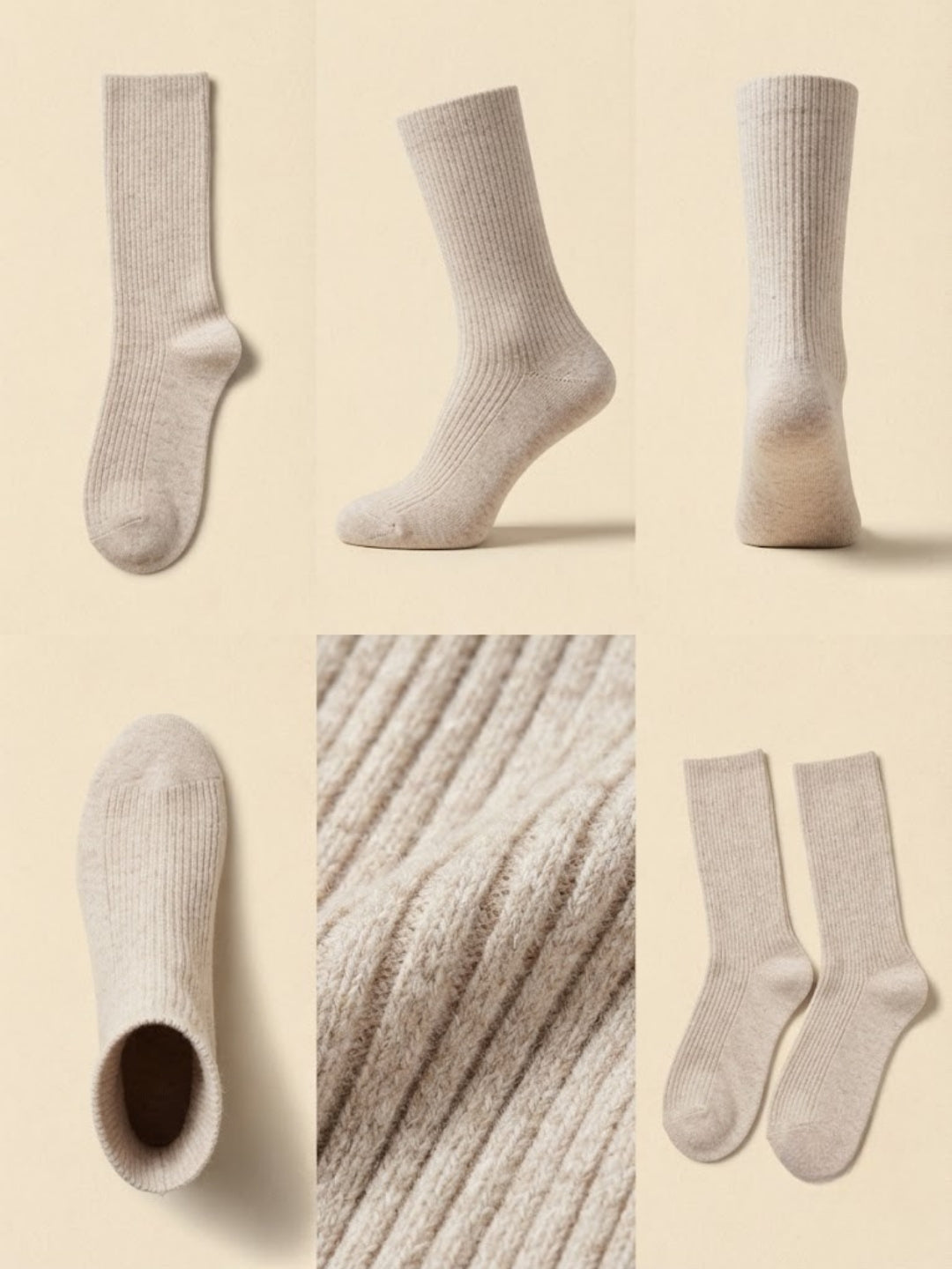 Cdeck Unisex Woolen Socks for Men & Women | Warm Cozy Winter Socks | Comfortable Cold Weather Daily Wear  | Beige