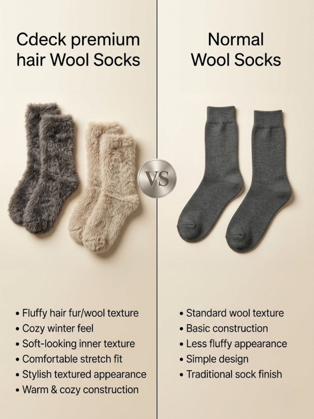 Cdeck Women’s Soft & Warm Fuzzy Socks Combo | Cozy Thick Winter Socks for Women | Grey & Beige