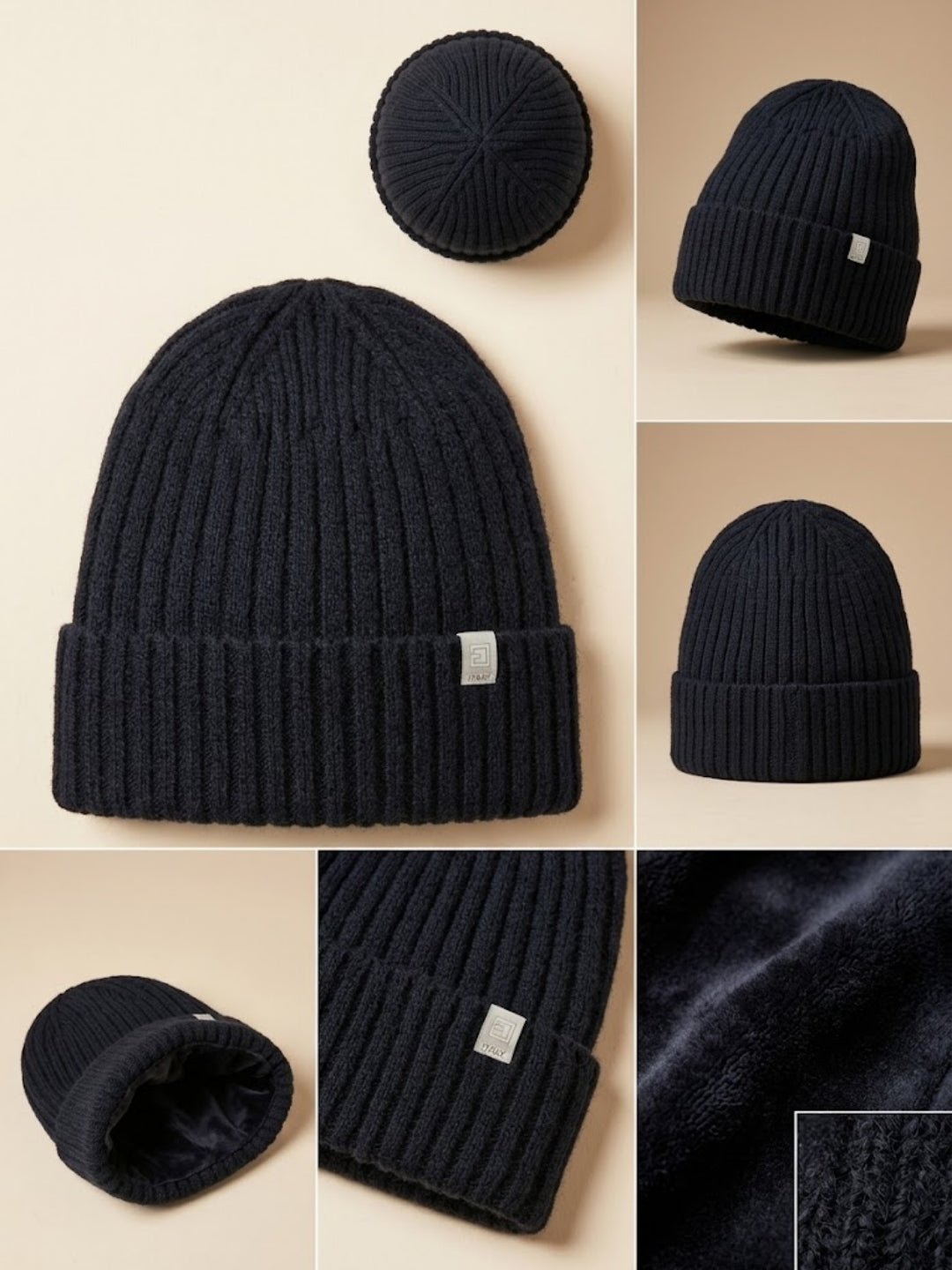 Cdeck Men’s Woolen Winter Cap | Ribbed Knitted Beanie | Free Size | Warm & Comfortable | Black