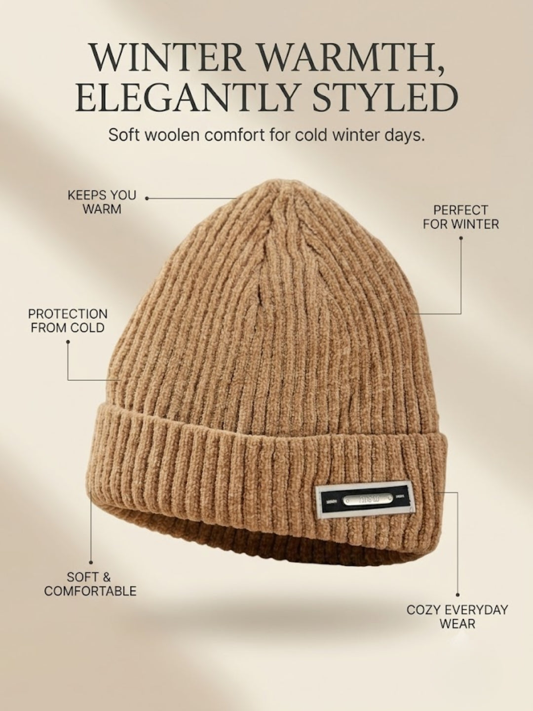 Cdeck Women Woolen Cap | Soft Knitted Winter Beanie for Women | Warm & Stylish Winter Wear | Free Size| Yellow