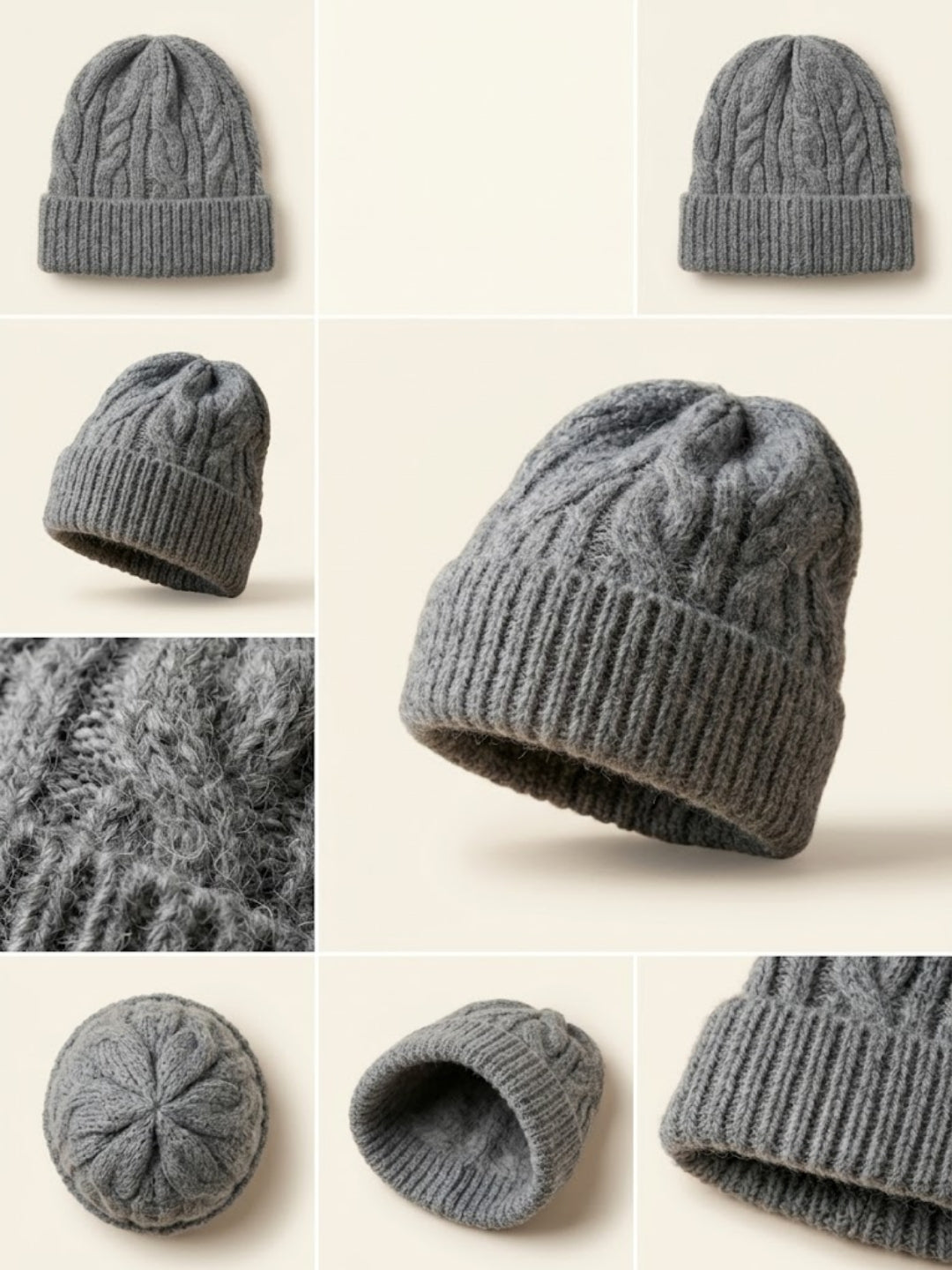 Cdeck Women Woolen Cap | Soft Knitted Winter Beanie for Women | Warm & Stylish Winter Wear | Free Size| Grey