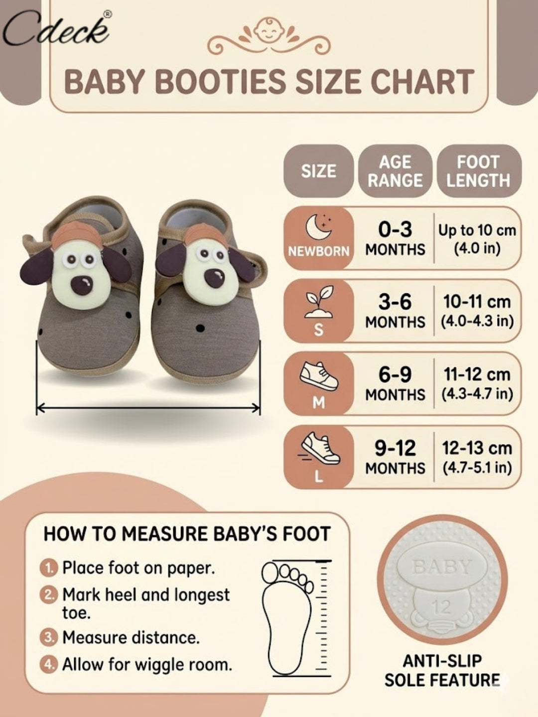 Cdeck Summer Booties for Kids | Soft & Breathable Baby Booties | 3-18 months