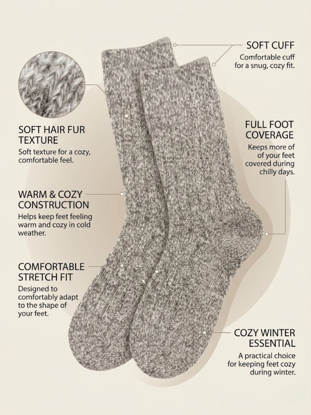 Cdeck Women’s Premium Fuzzy Socks – Soft Warm Winter Socks | Free Size | Grey