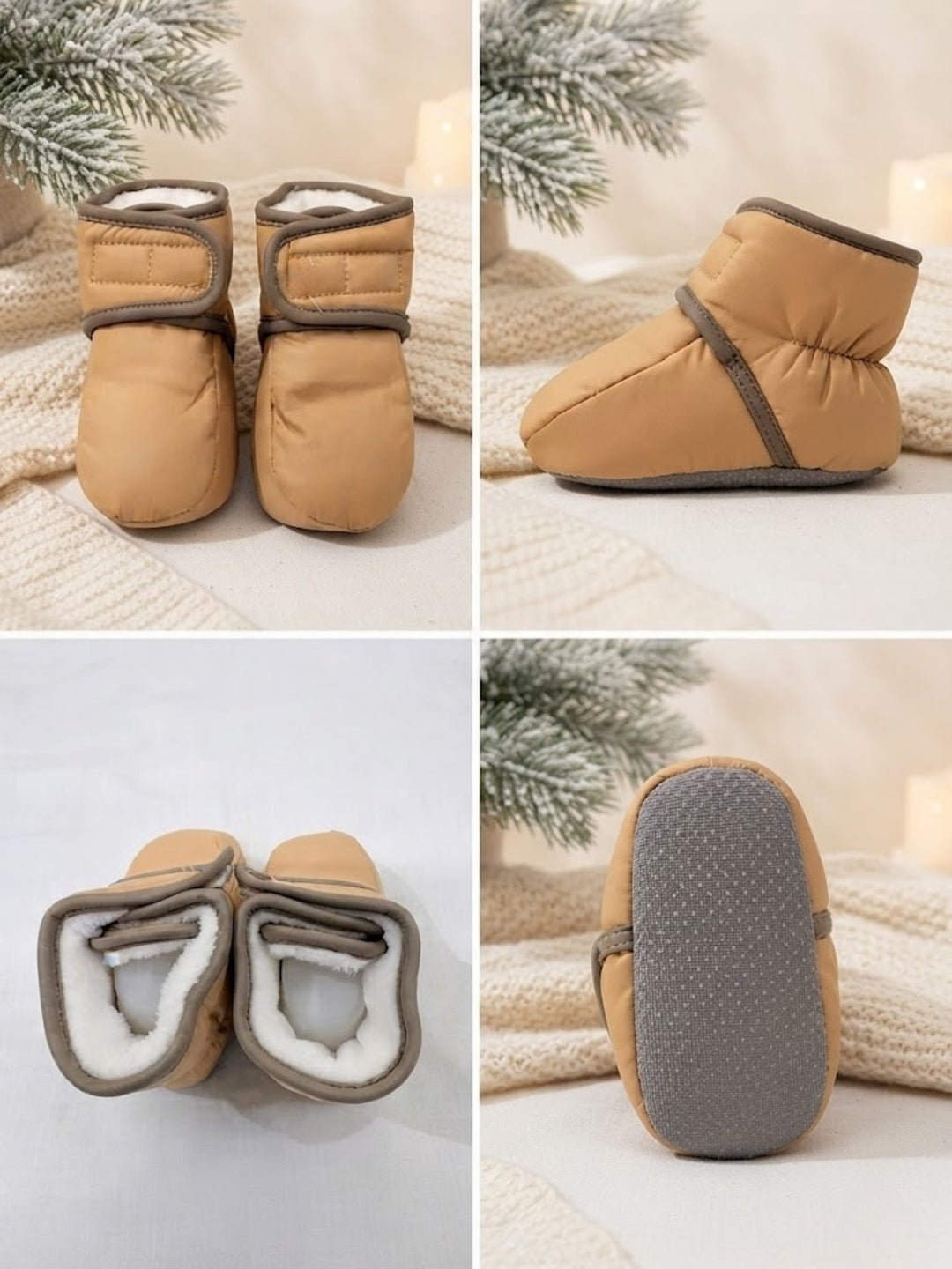 Cdeck Baby Winter Fleece Booties for Boys & Girls, Soft Warm Booties with Adjustable Strap, 3-9 Months