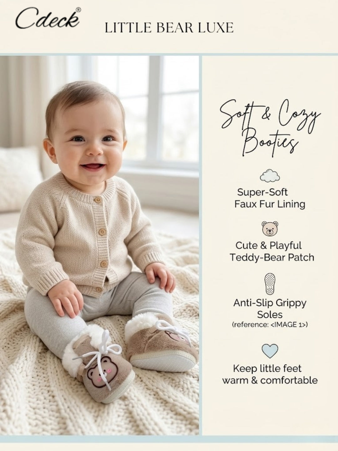 Cdeck Warm Winter Booties for Kids | Soft & Comfortable | 3–18 Months