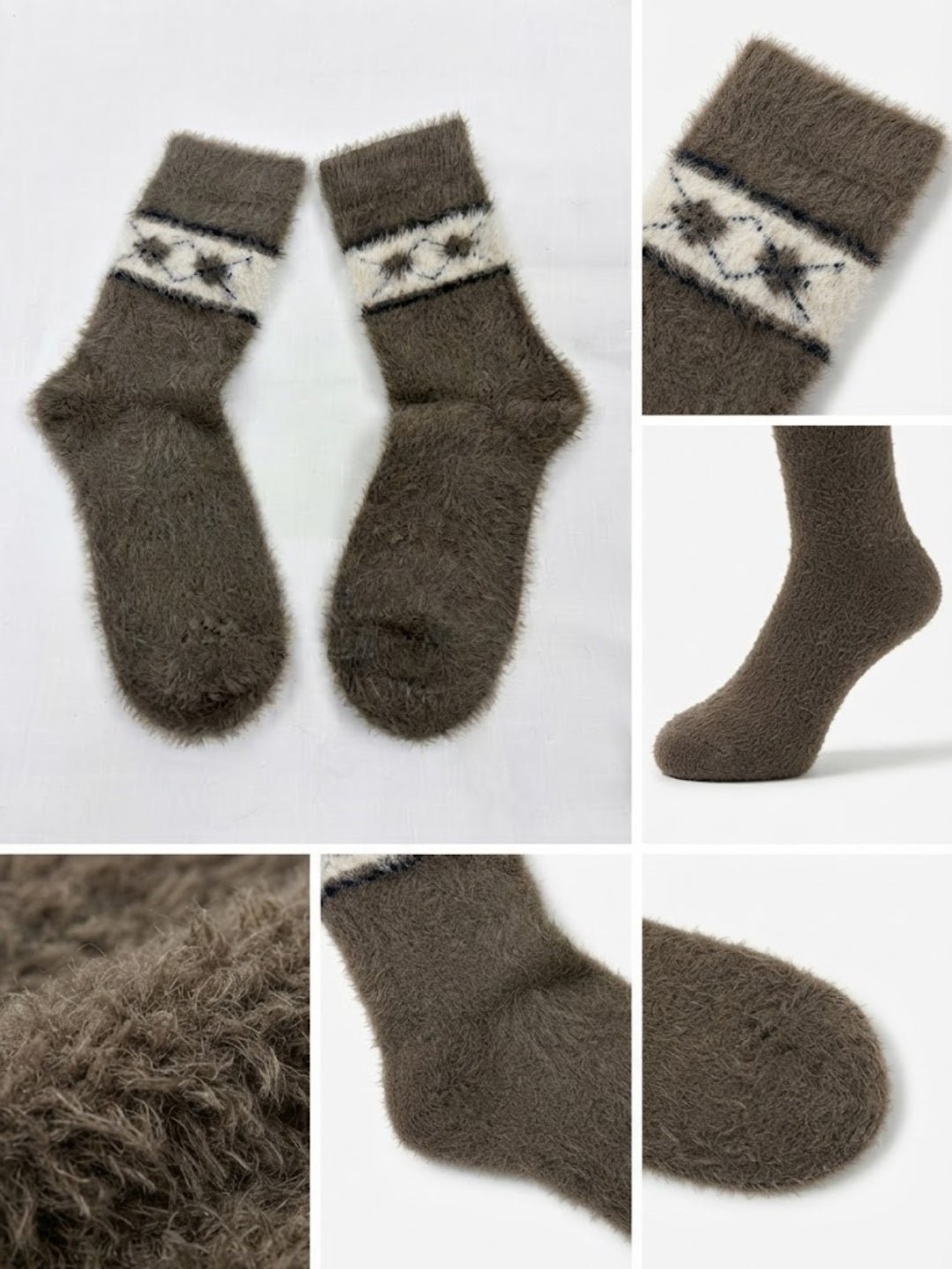Cdeck Men’s Premium Hair Wool Winter Socks | Soft, Fuzzy, Warm & Comfortable Free Size | Brown