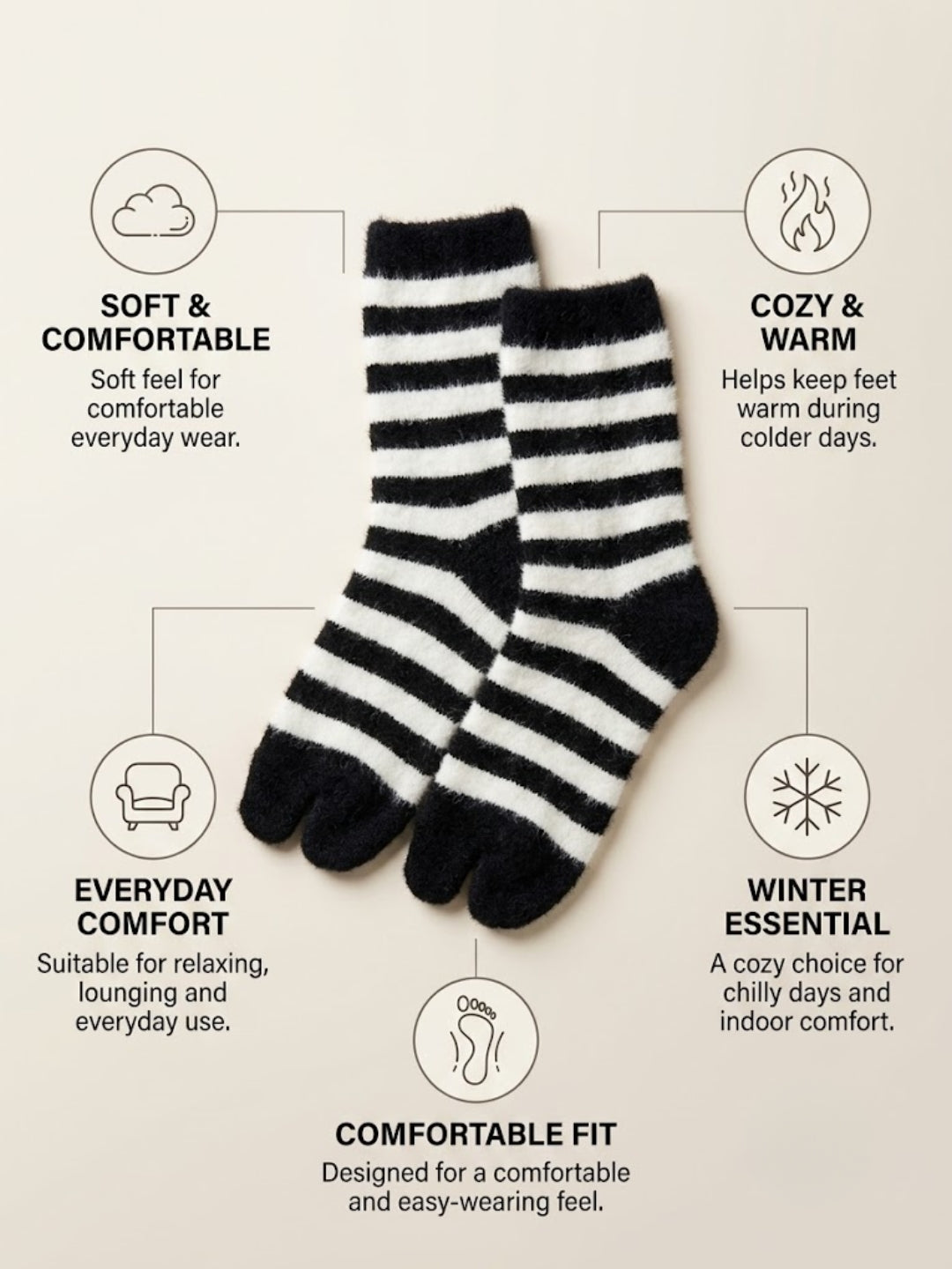 Cdeck Women Hair Wool Socks Combo | Warm & Comfortable | Free Size | Mid Length | Black Pink