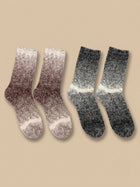 Cdeck Unisex Fuzzy Winter Socks Combo | Soft Warm Plush Socks for Men & Women | Cozy Winter Socks | Free Size | Brown & Grey
