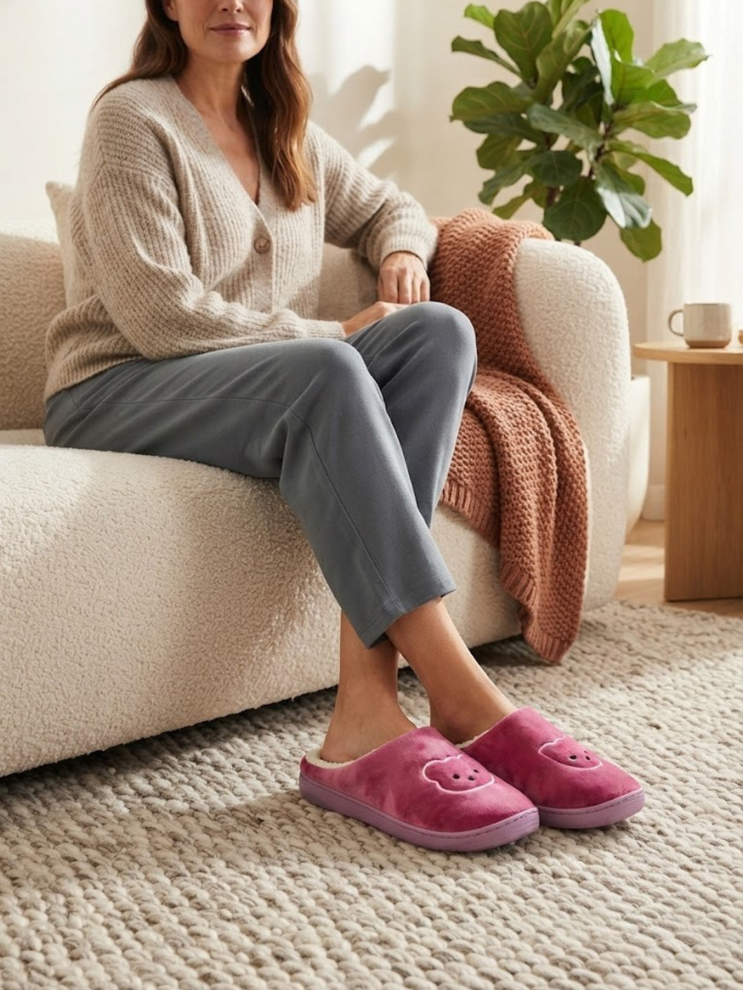 Cdeck Women’s Fuzzy Winter Slippers | Soft Plush  Slippers for Comfort & Warmth | Free Size | Pink