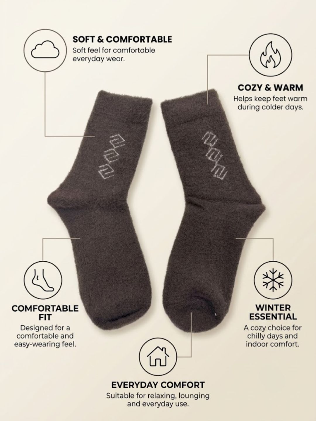 Cdeck Men’s Hair Wool Winter Socks | Soft, Warm & Comfortable | Brown | Free Size