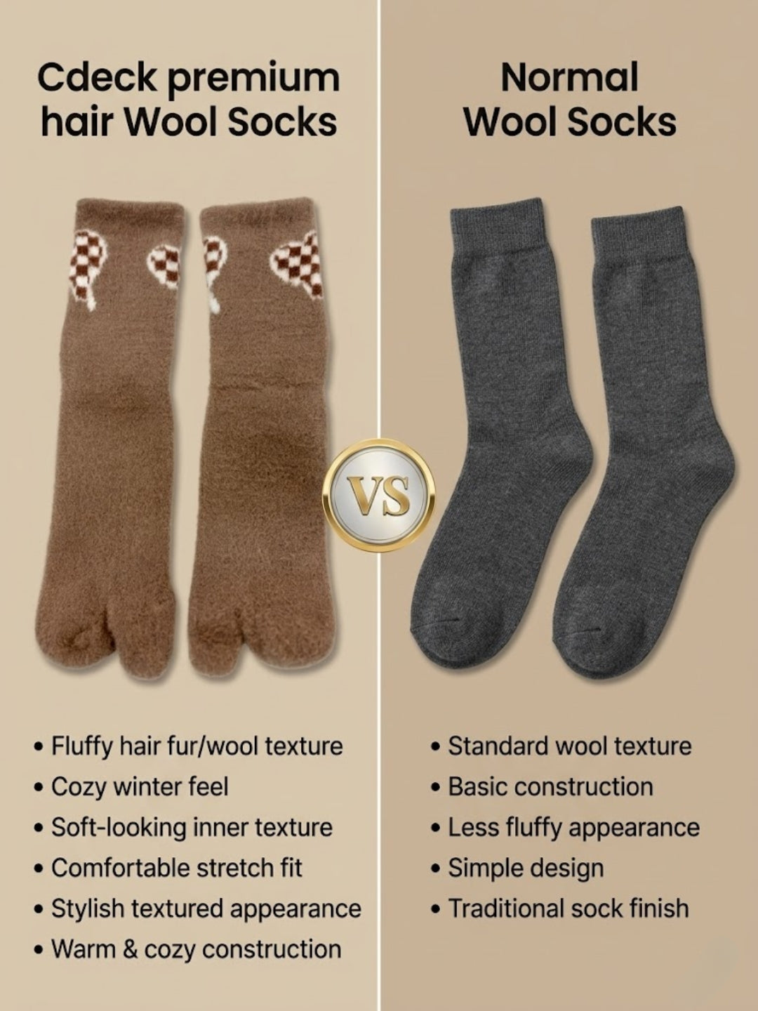 Cdeck Women’s Premium Fuzzy Socks – Cute Bunny Design | Warm Winter Socks | Free Size | Brown