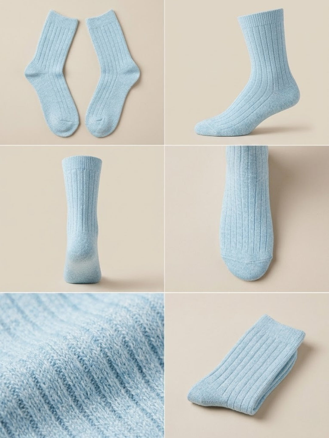 Cdeck Women’s Premium Fuzzy Socks – Soft Warm Winter Socks | Ribbed Design | Free Size | Light Blue