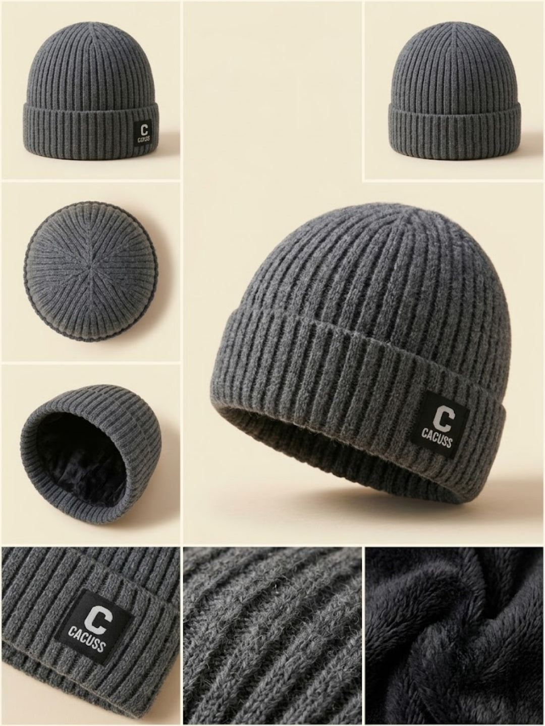 Cdeck Men’s Woolen Winter Cap | Ribbed Knitted Beanie | Free Size | Warm & Comfortable | Black