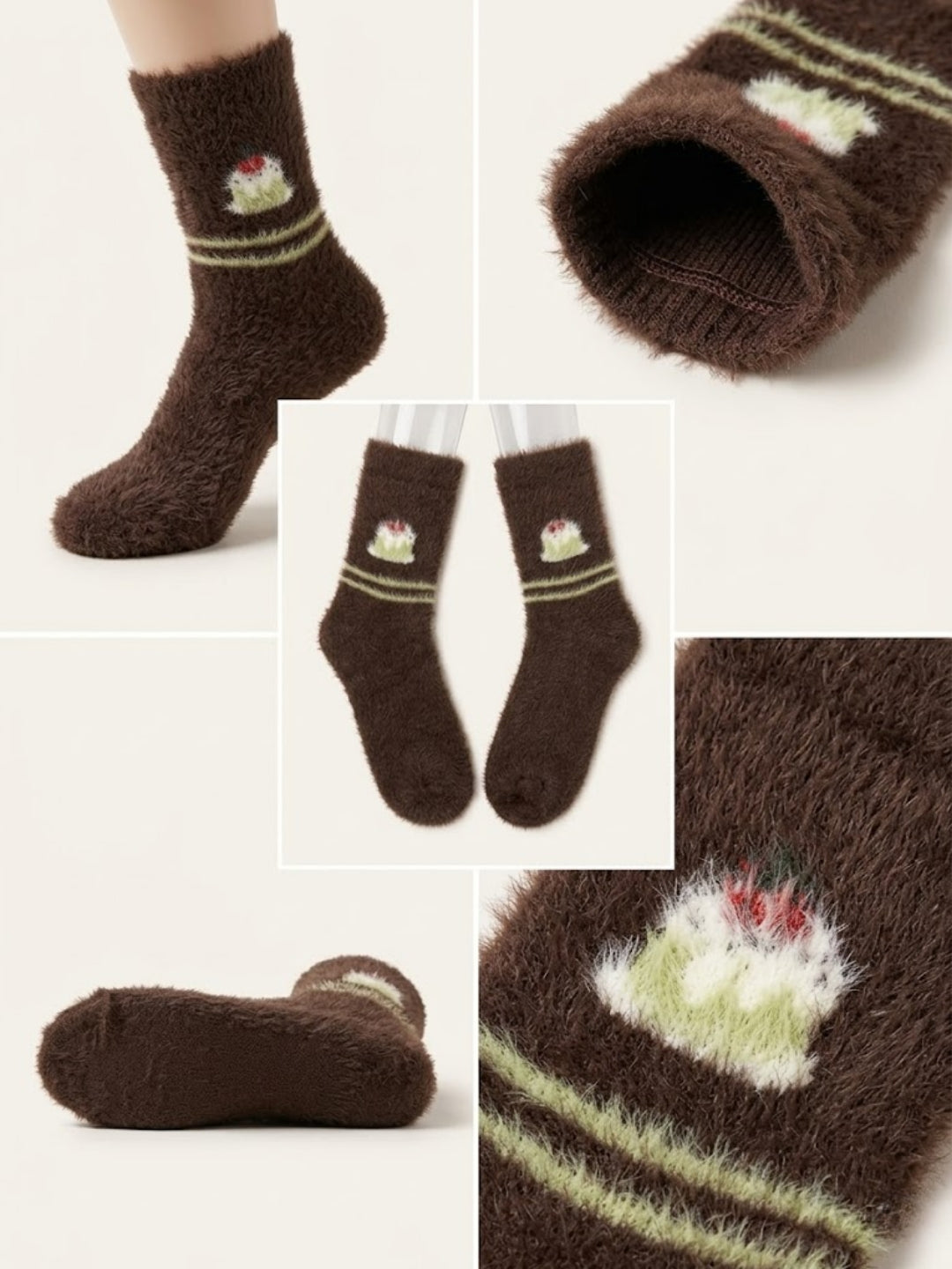 Cdeck Women’s Soft & Warm Woolen Fuzzy Socks | Cozy Thick Winter Socks for Women | Brown