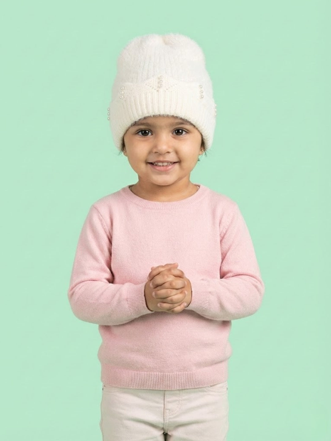 Cdeck Baby Girls Woolen Winter Cap | Soft, Warm & Cozy Winter Wear | 1–2 Years