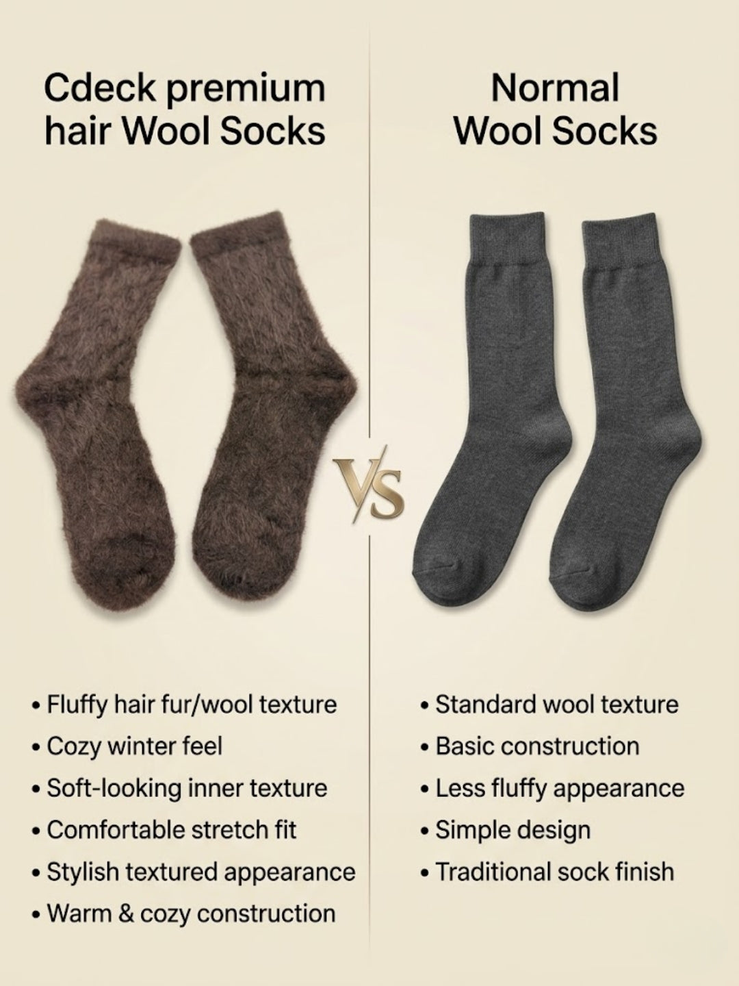 Cdeck Women’s Soft & Warm Woolen Fuzzy Socks | Cozy Thick Winter Socks for Women | Brown