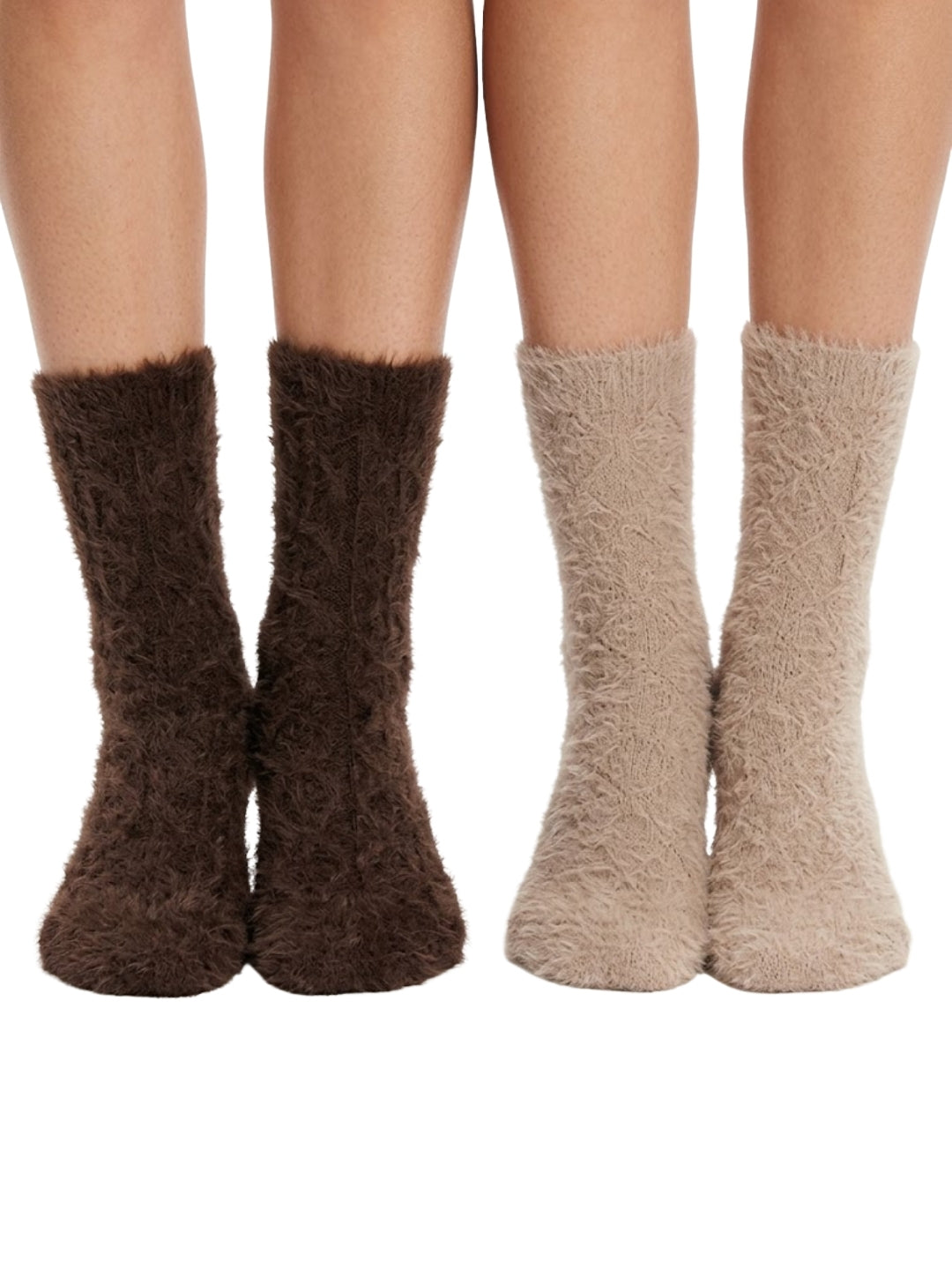 Cdeck Women’s Soft & Warm Woolen Fuzzy Socks | Cozy Thick Winter Socks for Women | Dark Brown & Beige Combo